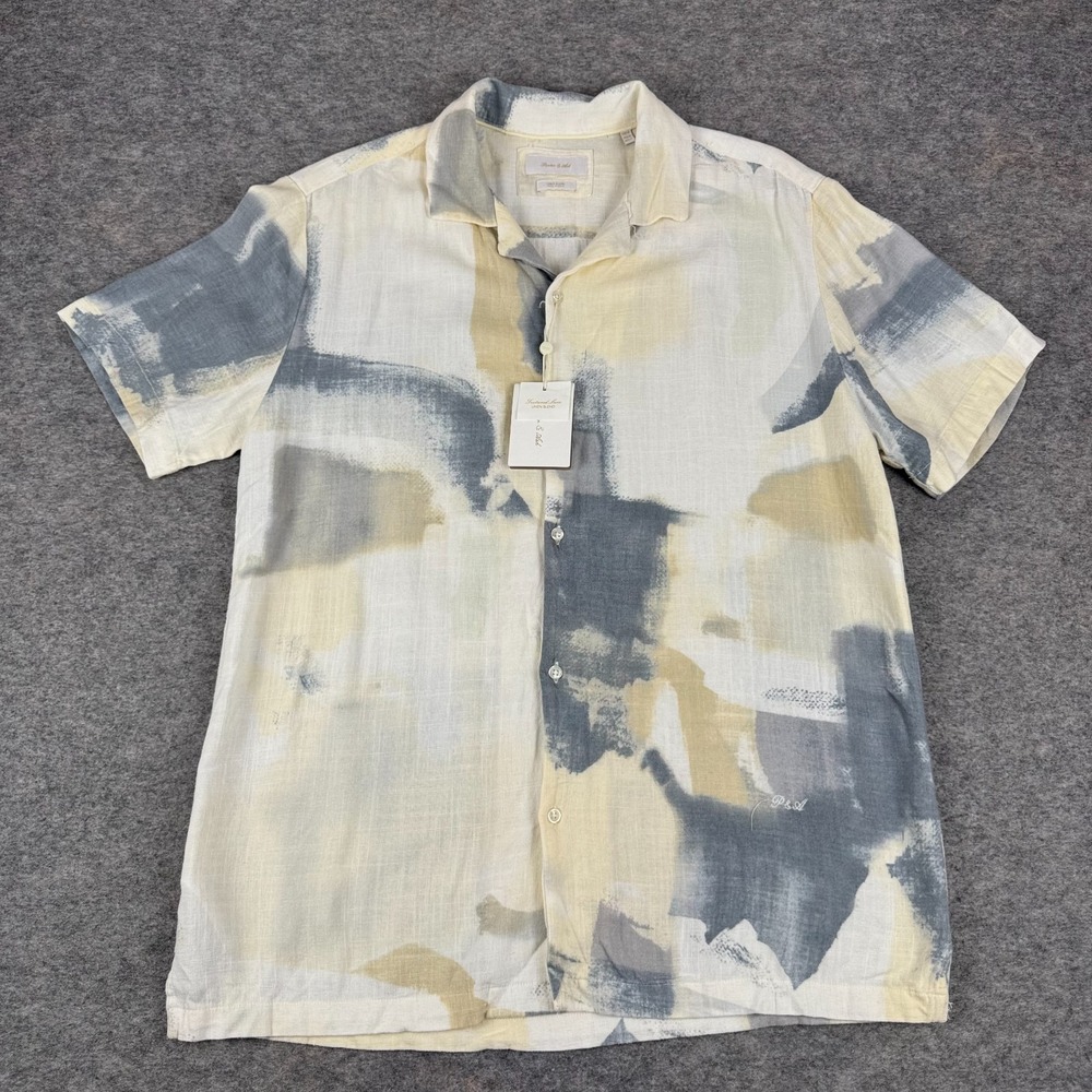 Porter & Ash Button Up Shirt Linen Blend Mens Medium M